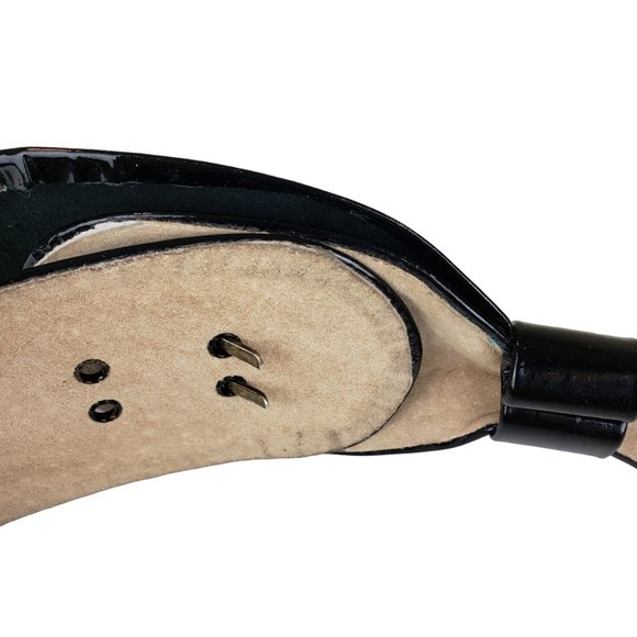 Vintage 80s Abbé Creation Genuine Black Patent Leather Bow Belt Small (26”-27”) - Picture 4 of 7